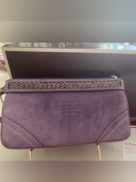 Coach Handbags - COACH VINTAGE WRISTLET PURPLE SUEDE EST. 1941 SILVER DETAIL ZIPPER